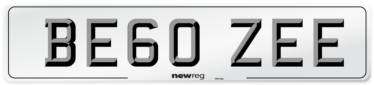 BE60 ZEE Number Plate from New Reg